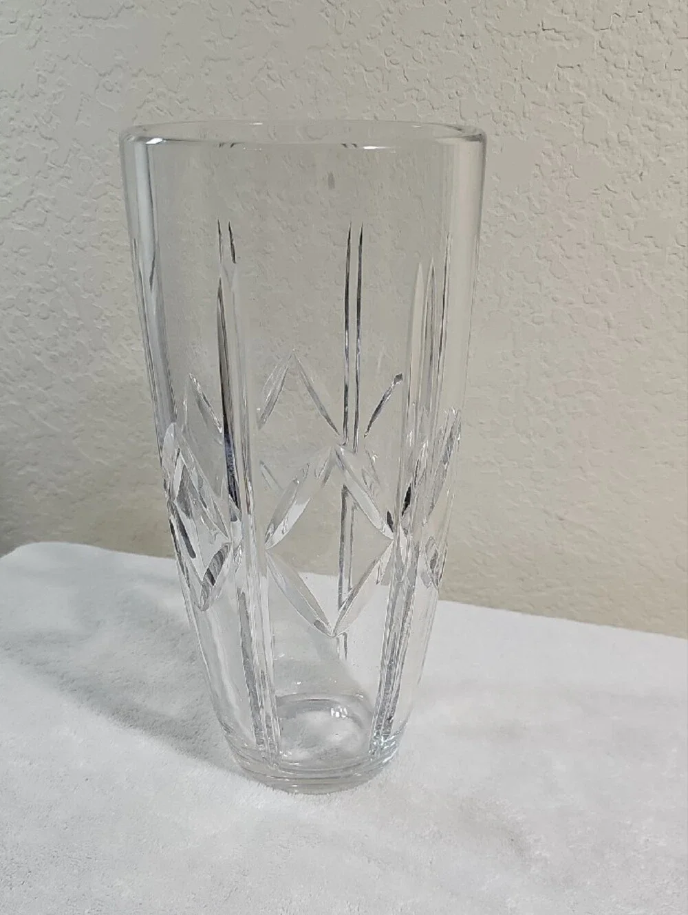 Vintage Crystal Cut Glass Vase Geometric Cuts Over 5 Pounds 11